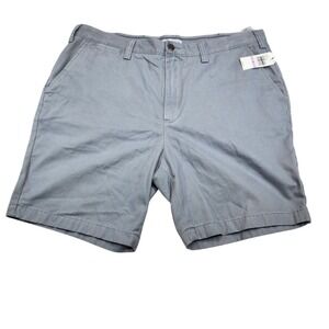 Nautica Mens Size 38 Gray Chino Shorts NWT Flat Front Cotton 9 Inch Inseam